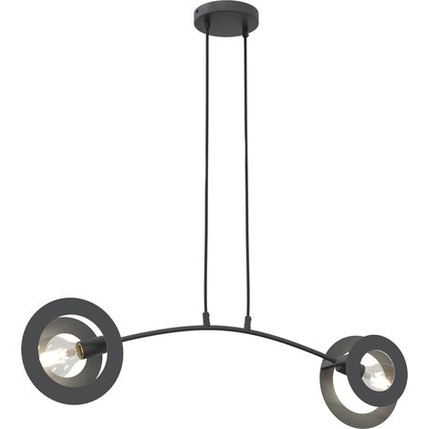 Suspension moderne noire anneaux 2xE27 Euforia Emibig (1/5)