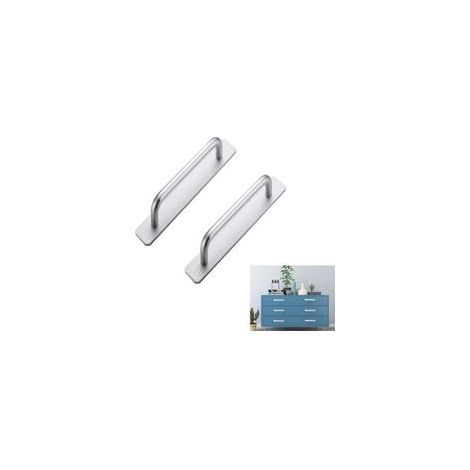 Lot de 2 poignées autocollantes en aluminium, 138 mm, argenté – (1/4)