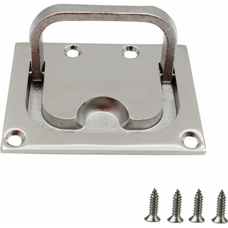Flush Handle Drawer Handle Marine Stainless Steel Recessed Hatch Boat Handle Boat Flush Hatch Locker with 4 Screws for Locker Sliding Doors(76 57mm) (1/5)
