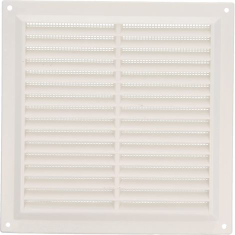Grille de ventilation carrée en Plastique avec moustiquaire Grilles d'aération pour sortie d'air Idéal pour plafond de cuisine et salle de bain Dimensions : 200 x 200 mm Couleur: Blanc (1/5)