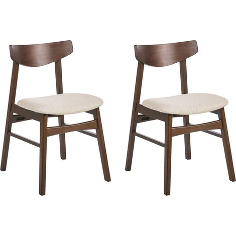 Esszimmerstuhl 2er Set SMILEY Holz Braun / Beige