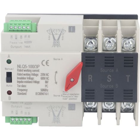 Commutateur de transfert automatique à double puissance 3P, contrôle de commutation rapide, Contact argenté AC 220V pour la sécurité (1/5)