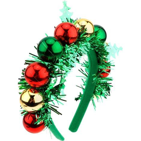 Bandeaux de Noël pour femmes, bandeau coloré en forme d'arbre de Noël pour filles, couvre-chefs joyeux Noël, boules rouges et vertes, accessoires de cheveux mignons pour les fêtes et le Nouvel An. (1/5)