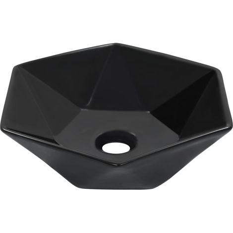 Lavabo da appoggio per l'interno del bagno cabina doccia cabina WC 41 x 36,5 cm ceramica nera 020002623
