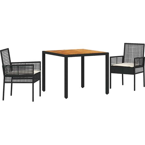 Ensemble de salle à manger pour jardin 3 pcs，Salon de jardin Noir Poly rotin CFW15581 (1/5)