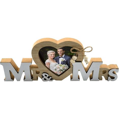 Cadre photo en résine et bois « Love » - 25 cm x 10,5 cm x 1,5 cm - Décoration de table de mariage avec lettres anglaises (1/3)