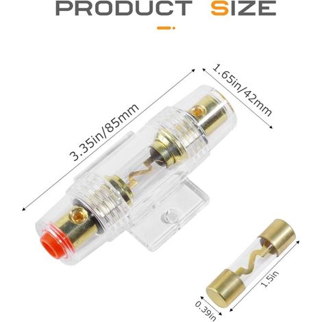 Fusible Voiture Audio Puissance Sécurité Protéger, 30 Amp Porte Fusible AGU, Convient pour Compresseurs D'Amplificateur D'Alarme Voiture (40A) (1/4)