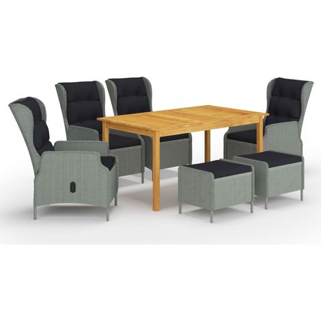 Set da pranzo da giardino grigio chiaro da 7 pezzi 020013963