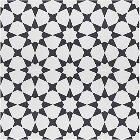 Pegane – Lot de 4 carreaux de ciment 20x20 cm – Couleur noir et blanc – Épaisseur 14 mm – Poreux, nécessite traitement hydrofuge (1/3)
