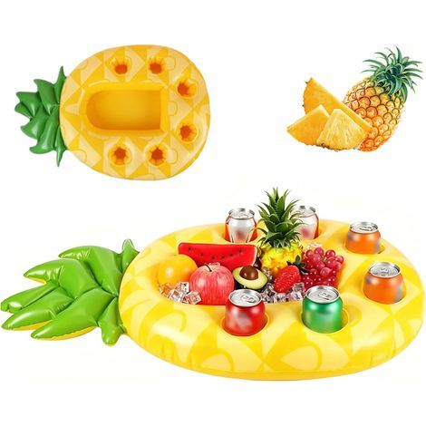Schwimmende Bar für den Pool, aufblasbarer Ananas-Becherhalter, aufblasbarer Becherhalter, schwimmendes Tablett, schwimmender Pool-Becherhalter mit 6 Löchern (1/5)