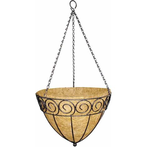 Hängeampel Cone Design Ø 35 cm mit Kokoseinlage, Kette und Haken (1/2)