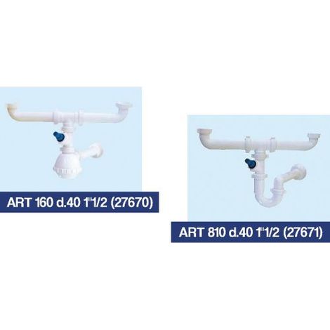 Sifone in PVC 2 vie con attacco lavastoviglie – Per lavelli a doppia vasca (1/2)