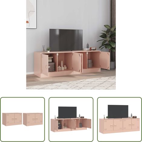 Meuble tv rose - Meubles TV 2 pcs rose 67x39x44 cm acier (1/5)