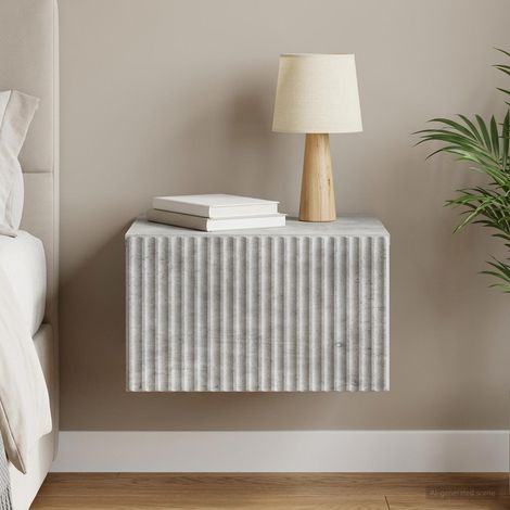 vidaXL Cabinet de chevet mural Gris béton 33 x 34,5 x 20 cm