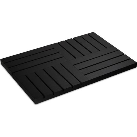 Tapis de Bain en Bambou, 61x40 cm, caillebotis pour Sauna, Baignoire, Piscine, antidérapant, Noir (1/5)