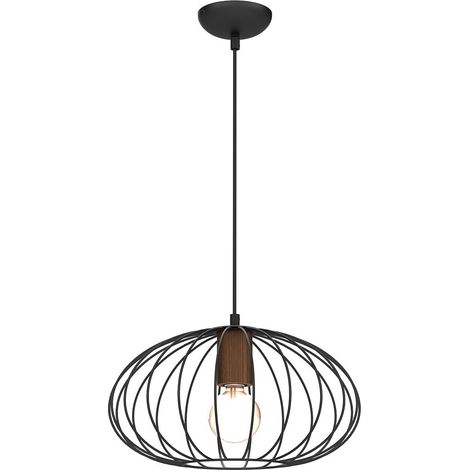 Lampe à suspension Milagro Meridiano 1 E27 en bois noir MLP7959 (1/5)
