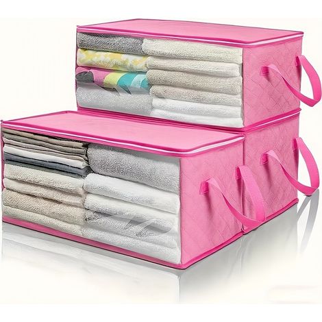 Borsa portaoggetti pieghevole per vestiti, con robusta maniglia, organizer di grande capacità, soluzione salvaspazio in tessuto non tessuto, ideale per la casa e i viaggi.