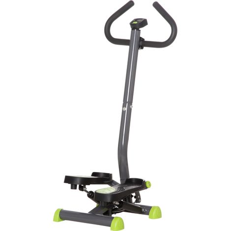 Stepper de fitness con pantalla LCD y asas, acero y ABS, carga máxima 100 kg, gris y verde, HOMVRA (1/5)