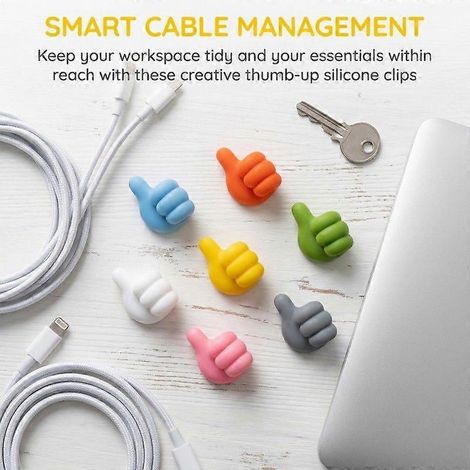 Attaches de câbles en forme de pouce, organisateur de câbles auto-adhésif en silicone, ensemble de 69 pièces multicolores pour fils, écouteurs et clés (1/5)