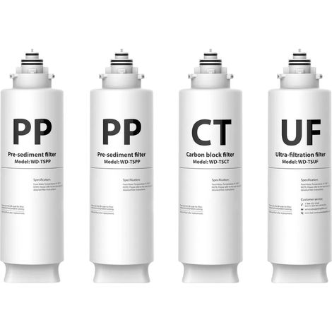 Waterdrop Filtres de rechange TSU, lot de 4 (2 x TSPP, 1 x TSCT, 1 x TSUF), pour système de filtration TSU (1/5)