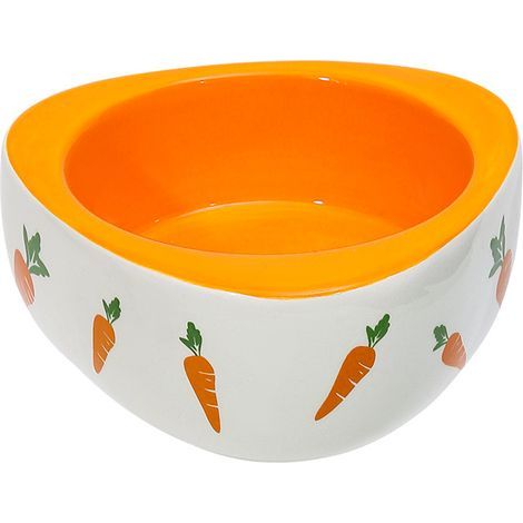 Comedero para conejos, artículos para mascotas, lindo cuenco de cerámica con forma de conejo y zanahoria de dibujos animados (cuenco triangular) (1/5)