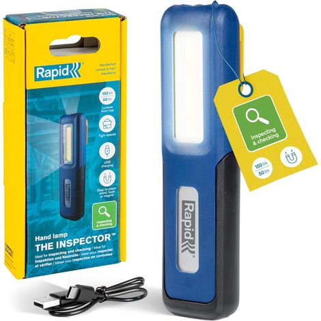 RAPID - The Inspector - Lampe d'inspection - LED 150 Lumens (frontal) et 50 Lumens (extrémité) - Base magnétique et crochet, portable et compacte - Emballage Carton FSC - (5001732)