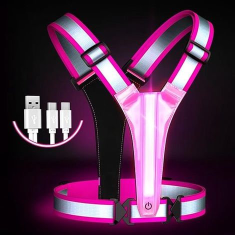 Gilet di sicurezza a LED, gilet di sicurezza riflettente, set LED per giorno e notte, per motociclismo, ciclismo, guida, corsa, jogging, alta (1/4)