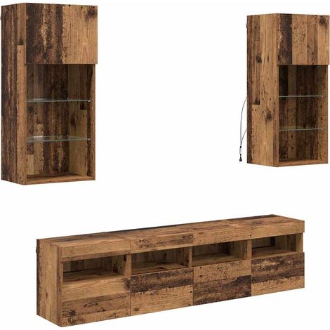 Maison Exclusive - TV Wand Einheiten mit LED 5 pcs Altholz 40,5 x