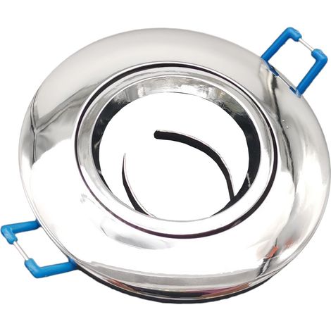 Portafaretto Tondo Argento lucido Orientabile da incasso cartongesso per lampadine led GU10 MR16 (1/4)