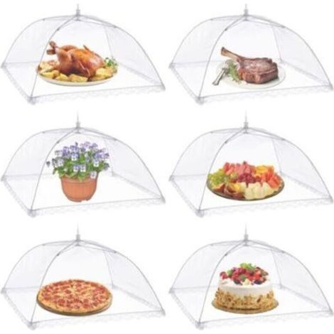 6pcs Cloche Alimentaire Pliable Anti-mouche Couvercle de Nourriture en Maille Pliant Tente Parapluie Anti-insectes Anti-moustiques Protection pour Barbecue Pique-nique Aliments (1/4)