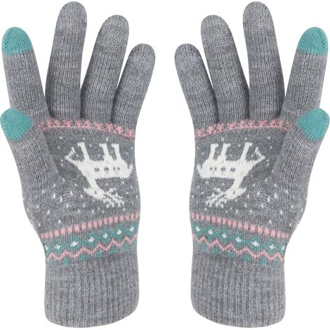 Gants tactiles d'hiver à motif flocons de neige - Gants thermiques chauds pour hommes et femmes, gants antidérapants pour utiliser des écrans tactiles par temps froid (1/5)