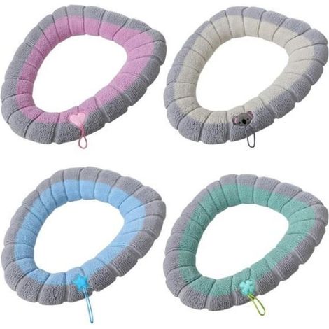 Housse de siège de toilette - Multicolore - Lot de 4 - Douce et extensible - Design mignon - Universel (1/4)