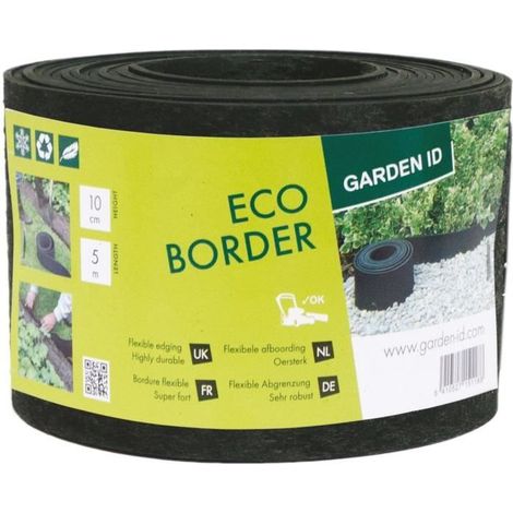Gartenrand aus recyceltem Gummi - GARDEN ID Eco Border - 5 m H10 cm - Unzerstörbar - Flexibel, gerade oder gebogene Verlegung.