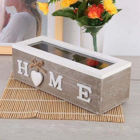 Boîte à Bijoux en Bois, Élégante Boîte de Rangement avec 3 Compartiments et Couvercle en Acrylique pour Accessoires, Maison Bureau Voyage Décoration Rétro (1/5)