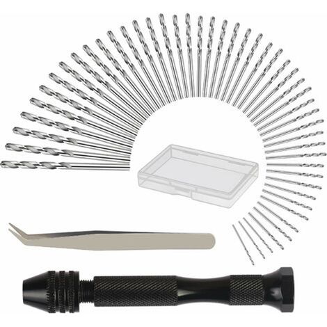 1 Perceuse manuelle, 48 forets hélicoïdaux, mandrin 3 mors, alliage d'aluminium, bricolage modélisme (1/5)