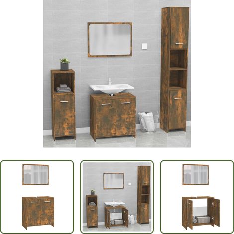 Badmöbel Set - Badmöbel-Set Räuchereiche Holzwerkstoff (1/5)
