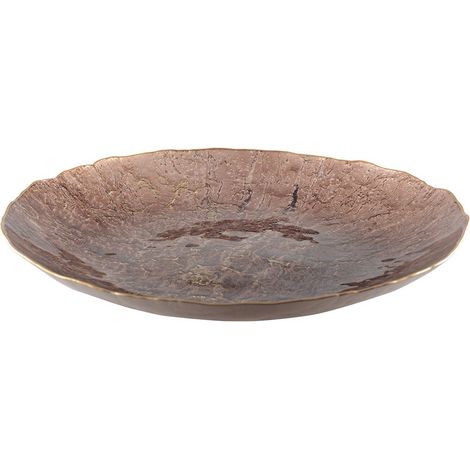 Coupe à Fruits Décorative en Verre Marron avec Bordure Dorée 50 x 50 x 20 cm - PANGIVO (1/2)