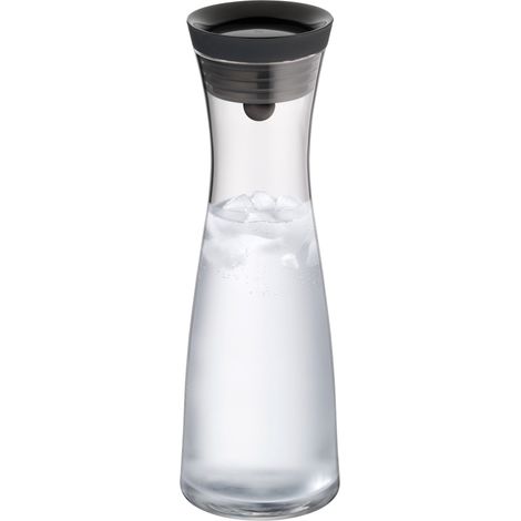 Carafe à eau en verre, 1 litre, verre avec couvercle, couvercle silicone, fermeture CloseUp, noir. (1/5)