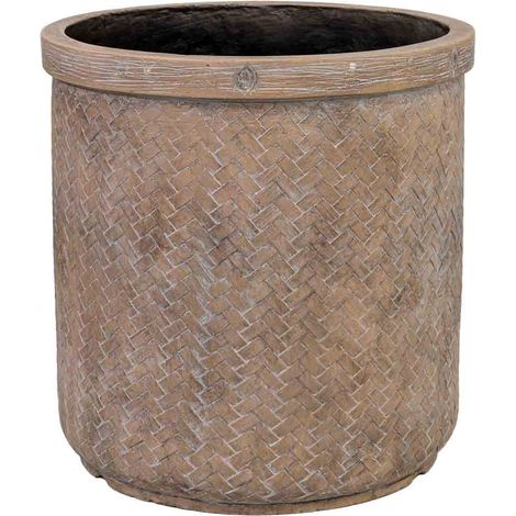 Macetero de fibra de vidrio marrón 36x36x37.5cm
