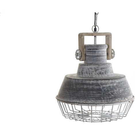 Lampara Techo Metal Madera 39X39X45 Decape Gris (1/5)