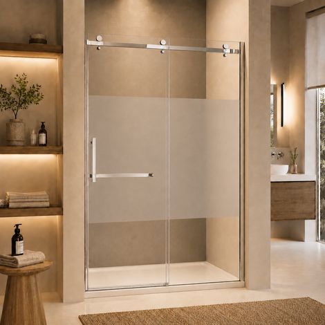 Paroi de douche sablée poignée à gauche (1/5)