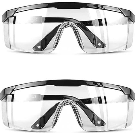 Schutzbrille, 2 Stück, verstellbare Schutzbrille, transparent, kratzfest, beschlagfrei, seitliche Schutzbrille für Arbeitsplätze, Bau, Labor, Schweißen, Chemie