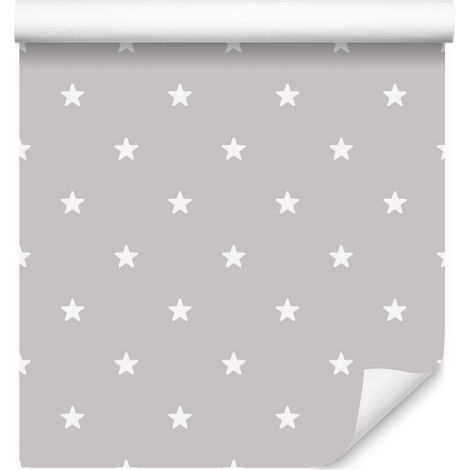 Carta da parati con stelle bianche su sfondo grigio per soggiorno e camera da letto, 50x1000 cm. (1/5)