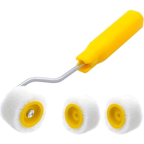 Mini-Farbroller (2 cm) für Ausbesserungsarbeiten an Kanten oder Ecken, kleine Wollpinsel, kleines Malerwerkzeug (1 Pinsel + 2 Roller) (1/5)