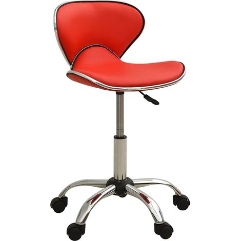 Silla de oficina de cuero sintético rojo vidaXL (1/5)