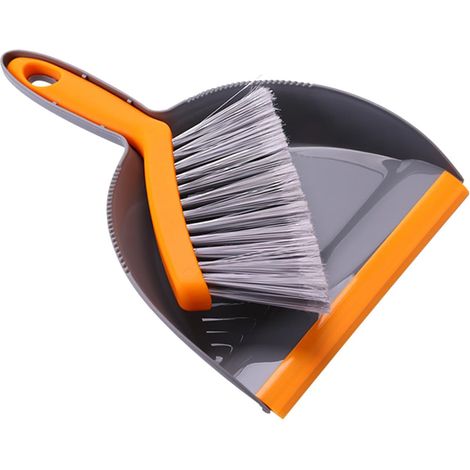 Mini Balayette et Pelle à Poussière Orange Set de Nettoyage Compact pour Bureau et Maison Manche Poils Doux pour Espaces Étroits et Usage Pratique (1/5)