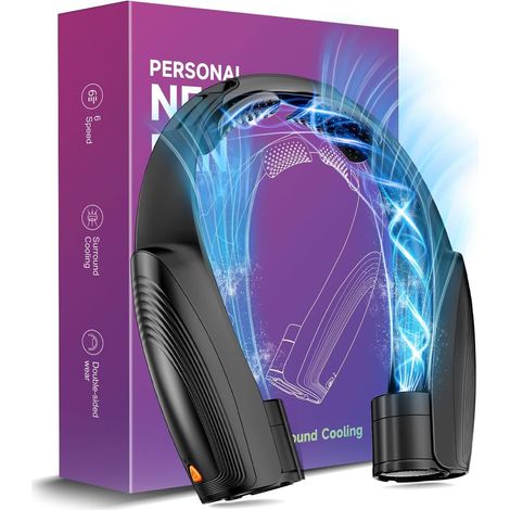 Ventilateur de Cou Portable Rechargeable Batterie 8000mAh 6 Vitesses Flux d'Air 360° Sans Pales Silencieux (1/5)