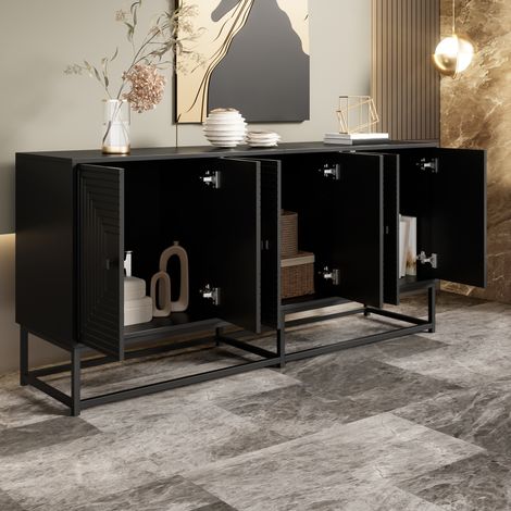 Aparador armario almacenaje 6 puertas negro 160 cm OKMYHOME (1/5)