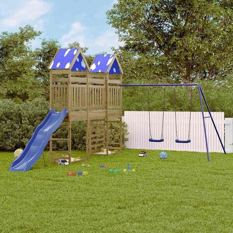 Aire de jeux extérieure : Aire de jeux d'extérieur bois massif de sapin  jeu extérieur enfant, aire de jeu jardin, balançoire enfant , pour jardin, usage domestique , enfant 3-8 ans (1/5)