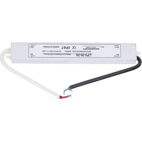 Alimentation étanche BERM 30W 24V DC, transformateur driver LED aluminium, bloc d'alimentation étanche pour extérieur, convertisseur 24 volts 30 watts, IP67 LPV-30-24. (1/4)